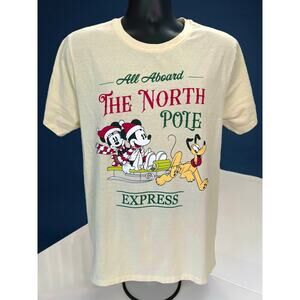 Disney Mickey & Minnie Mouse Pluto North Pole Express Christmas Holiday T-Shirt